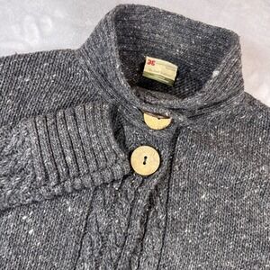 Carraig Donn Charcoal Gray 100% Wool 3 Button Collar Open Cardigan Womens Size L